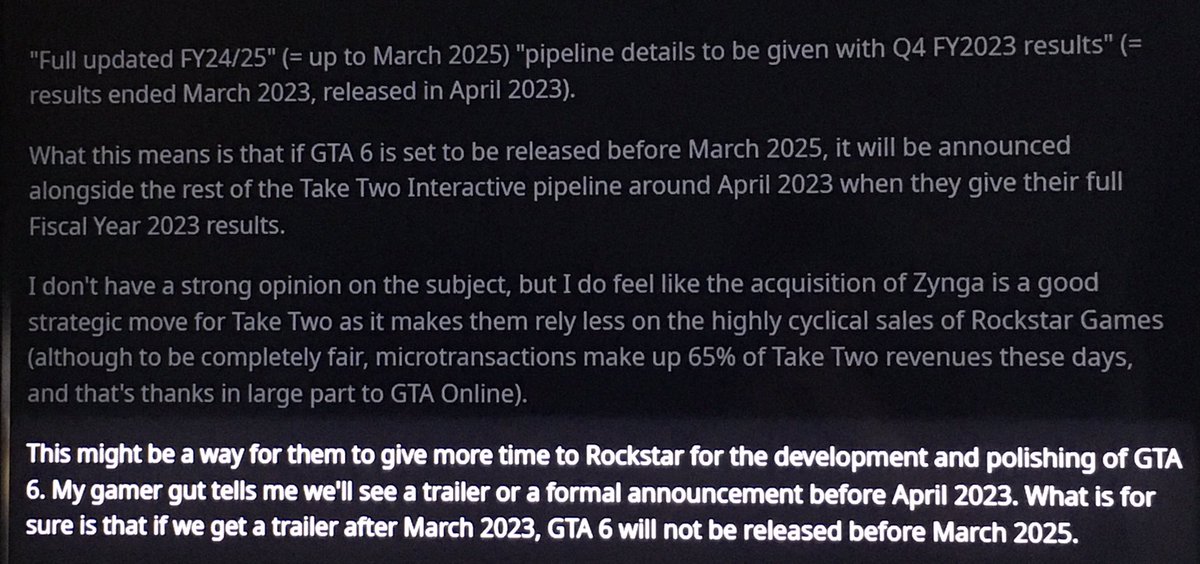 GTA 6 may release in Take-Two's FY2024 (April 2023 - March 2024)