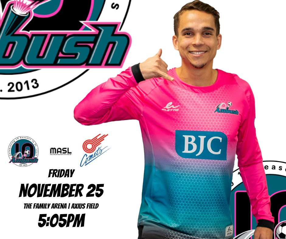 stlouisambush's tweet image. HOME OPENER!!!

📅 November 25th⁠
🎟️ Ticketmaster, stlambush.com or the Family Arena Box Office⁠

⁠
🧑🏻‍🤝‍🧑🏻🧑🏻‍🤝‍🧑🏻🧑🏻‍🤝‍🧑🏻 Group and Season TICKETS 👇️⁠
📧 info@stlambush.com⁠
⁠
⁠
#RiseAsOne #MASL #2223Season #LetsGooooo #AmbushFamily #AmbushNation