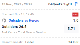 CGPathetic's tweet photo. #IEM #MajorRio Card 2
#GamblingTwitter
GRAND FINAL:
Map 2:
@CSGO_Outsiders ML & Over 26.5
0.3u @ 5.71
@heroicgg ML & Over 24.5
1.5u @ 2.24
LETS HIT IT!!👨🍳🔥🔥🔥 https://t.co/lE9xs1S8kW
