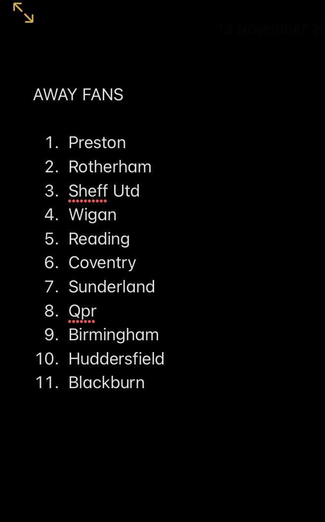 ltfcocr__'s tweet photo. International break so home and away fans ranked so far this season from what I’ve seen 👍 https://t.co/m4FkTwmKFr