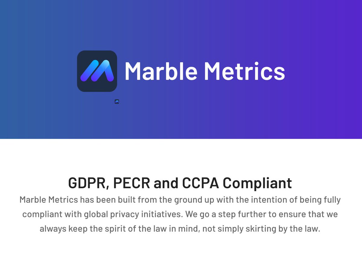 StatsProIO's tweet image. GDPR, PECR, and CCPA are all legislation with teeth, if you're still using Google Analytics, you're likely breaking the law in the EU. 

Switch to using Marble Metrics, built from the ground up to be compliant with EU privacy laws. #opensource
marblemetrics.com/blog/your-anal…