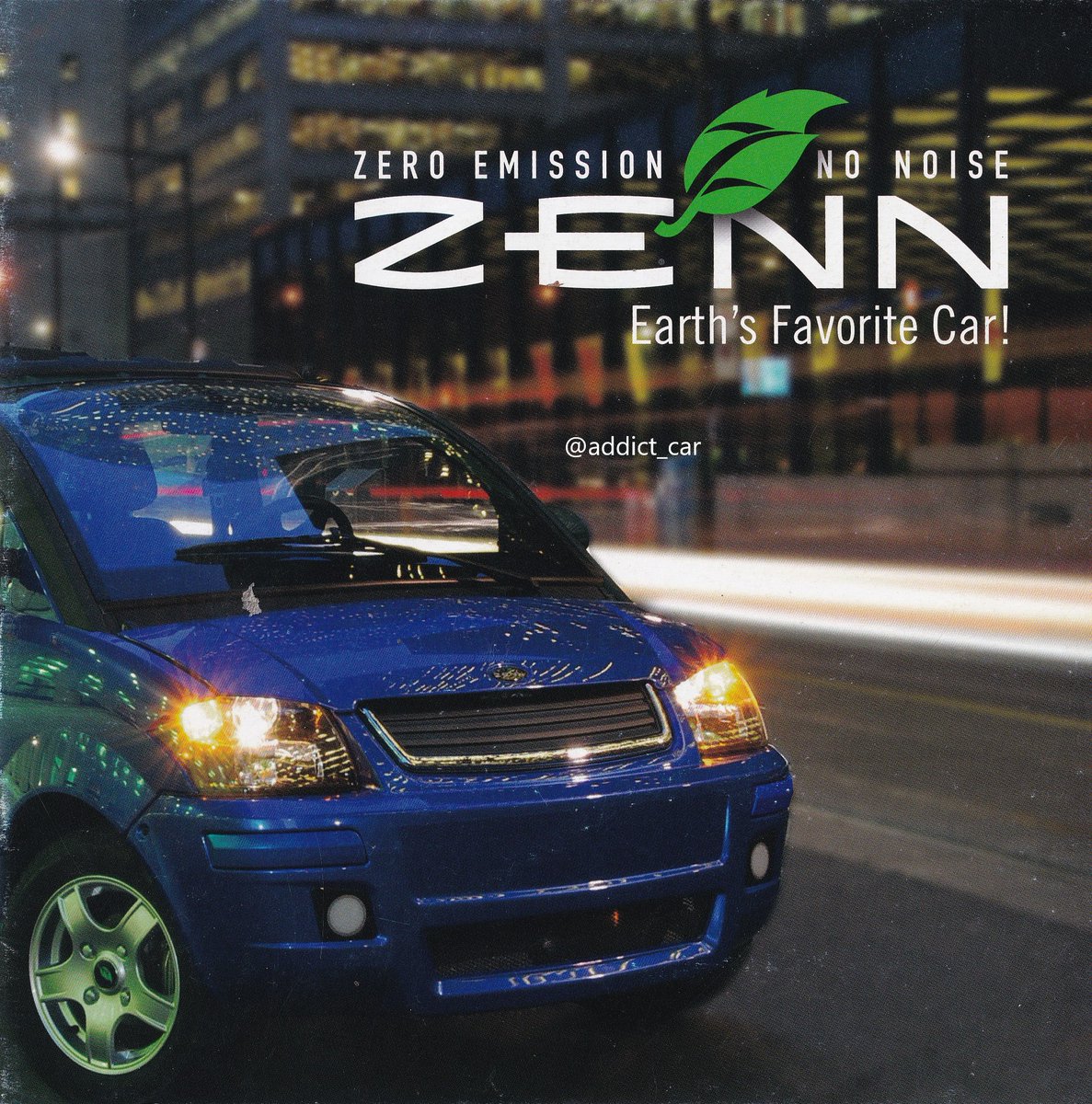 addict_car's tweet photo. #MicrocarMonday Using the body of an existing French micro vehicle, the ZENN (Zero Emissions No Noise) was a 25mph Canadian electric 'neighbourhood car' targeted at the US as well as Canada, with most sales (such as they were) taking place around 2008-9. #carbrochure #ZENN https://t.co/b0SdmtVIH9