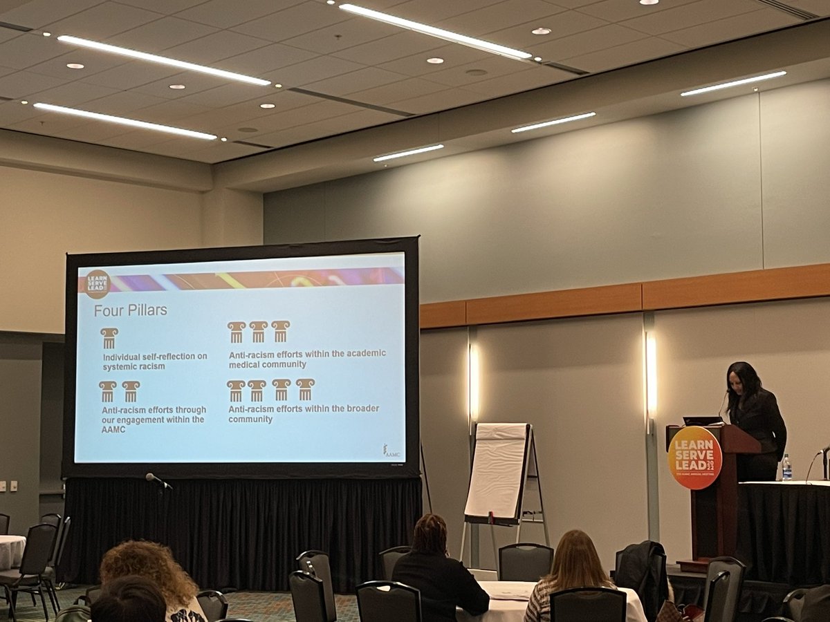 Courtney Terry, <a href="/JulieYoum/">Julie Youm</a>, Bonnie Miller, and Adam Thompson-Harvey presenting on technology and DEI. DEI needs to be considered everywhere, and tech/data is embedded everywhere. Great start to a thoughtful discussion about where we’re going. #AAMC22