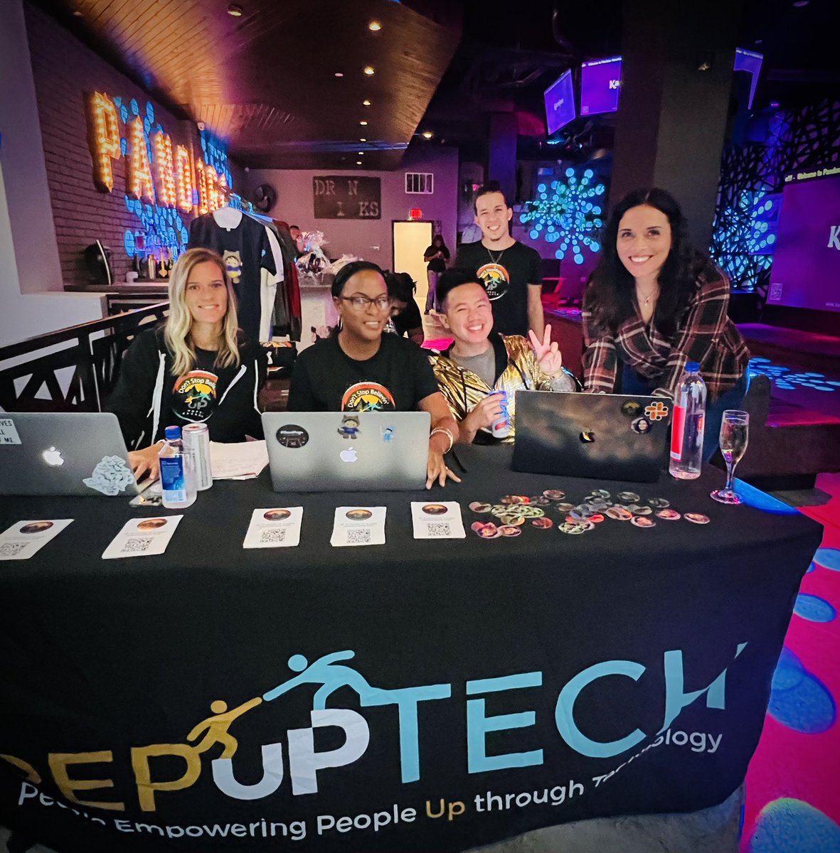 steph_herrera_'s tweet photo. @Dreamforce My favorite pic from @Dreamforce 😍 Capturing @SelinaSFDC w/ @talltiffers @SFTonyN @RyanFawkes working hard with our @PepUPTech crew of volunteers to get #PepUpTech Karaoke set up and ready to go for the community♥️💃🏻♥️ https://t.co/olnDwXvtnE