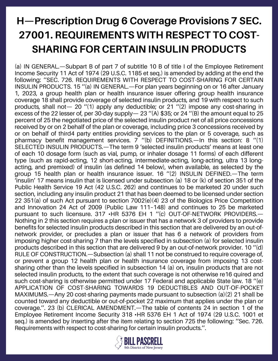 BillPascrell's tweet photo. For those claiming this insulin vote was on a giant bill, here’s the full actual text republicans gutted. It deals only with capping insulin at $35 and republicans went out of their way to kill it and kill Americans. https://t.co/d3FDr3yjUK