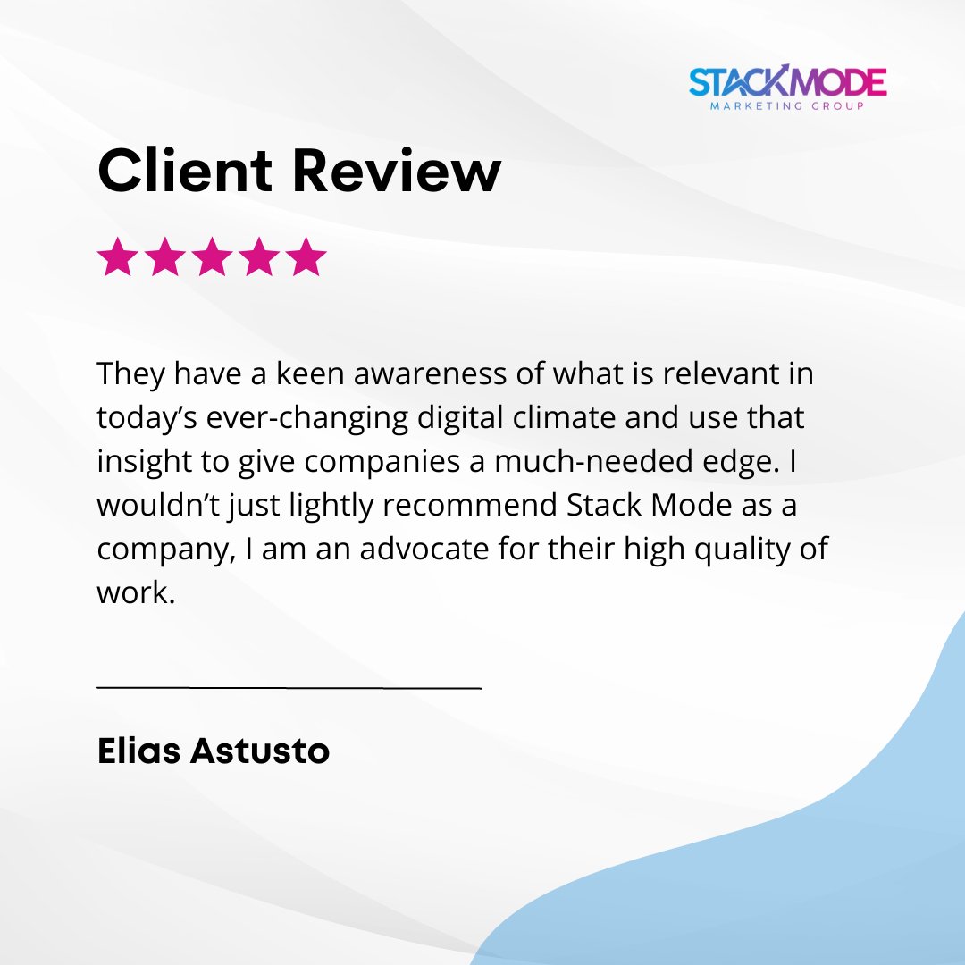 Stack_Mode's tweet photo. Hear from our past clients!
#StackMode #MarketingGroup #review #customer #customerreviews #webdesign #webdevelopment #SearchEngineOptimization #SocialMediaManagement #CustomBusinessApplications #logodesign #printmarketing #EmailSignatureDesign #customforms... https://t.co/D19F7qZPKs