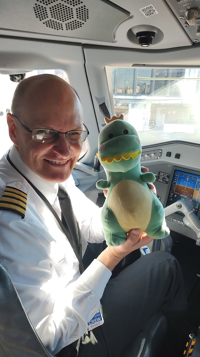 tiffbmiller's tweet photo. My little guy has been missing his stuffie since he forgot it on a recent trip. Thanks @united for helping get Benny the Dinosaur home in style. https://t.co/YhgxmTsNl2