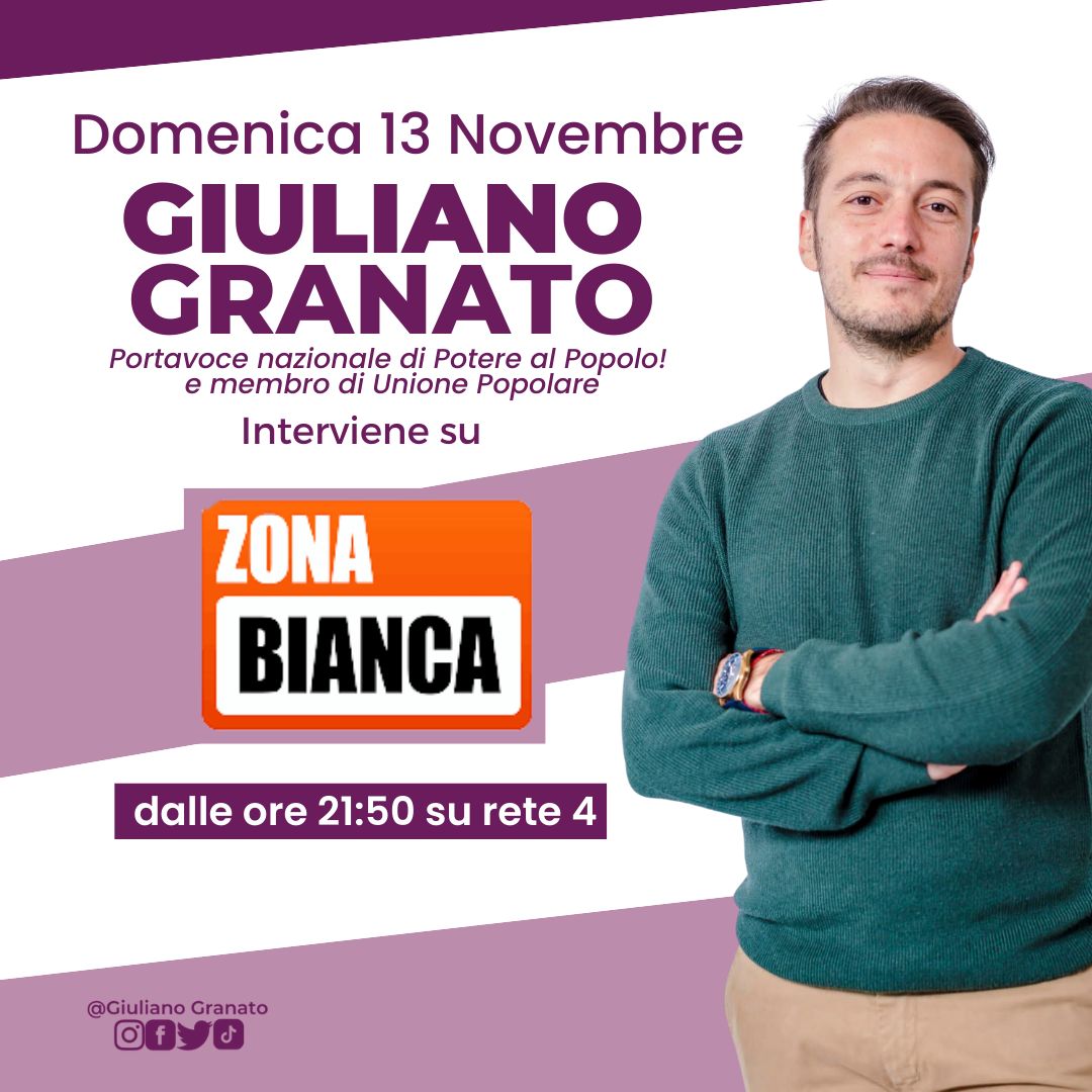 potere_alpopolo's tweet photo. Questa sera il nostro portavoce @Giul_Granato interviene a @zona_bianca.

⏰21.50
📺Rete 4

#ZonaBianca https://t.co/5smJWT2zRr
