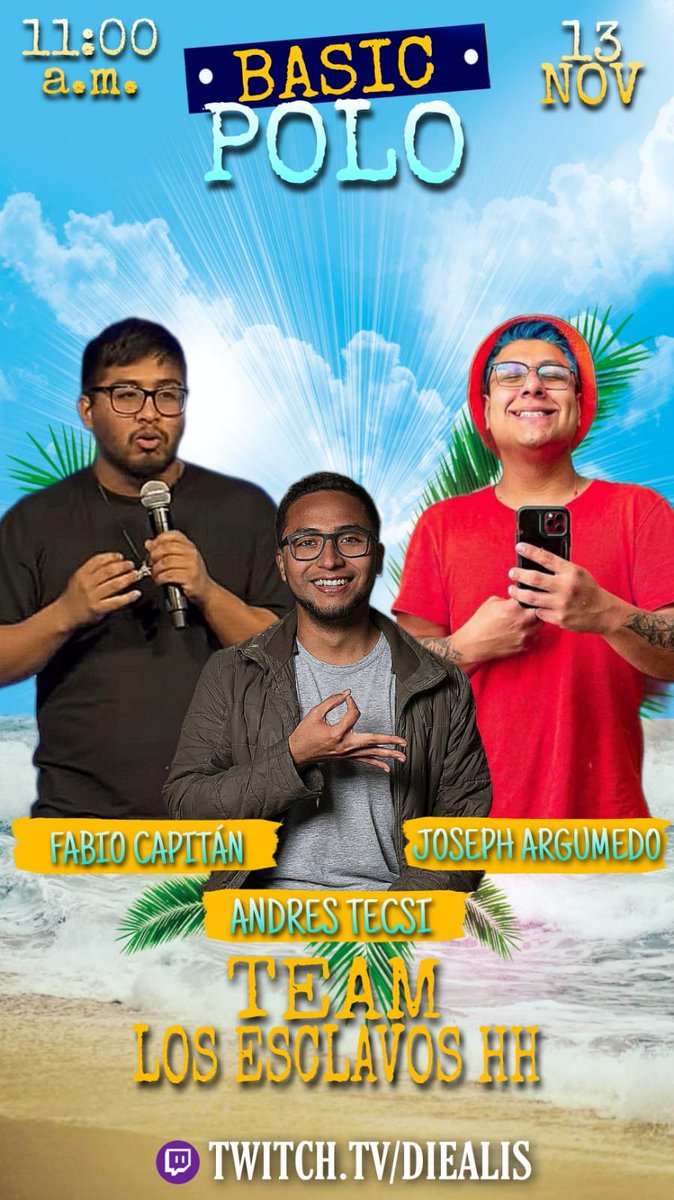 StreamPeruUP's tweet photo. 🌴Da inicio "EVENTO BASIC POLO", Invitados 👇

📺https://t.co/OBuJG4ope7
📺https://t.co/OBuJG4ope7
#basichouse #twitchperu https://t.co/2MIHhsVnLe