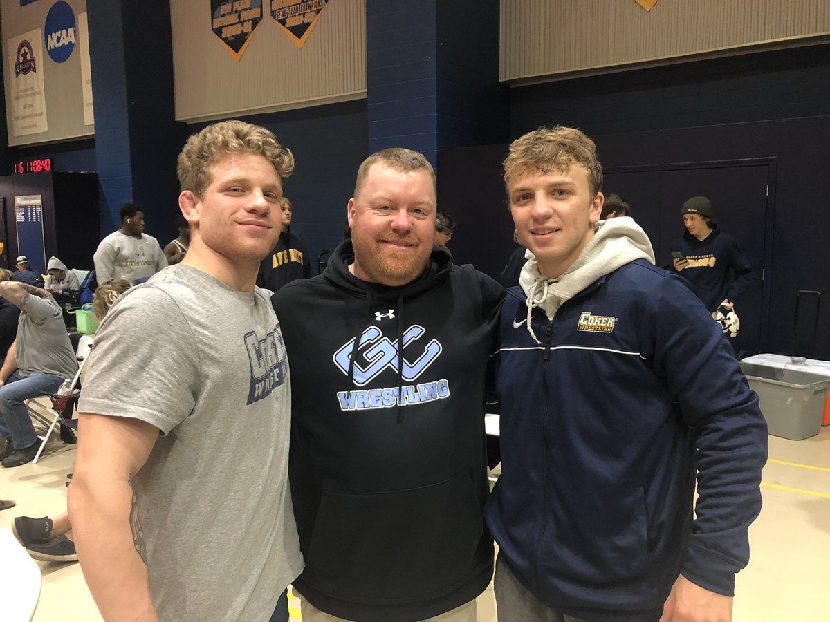 GarrettLakers's tweet photo. “Always good seeing my guys, Korn and Trey. Once a Laker, always a Laker!” - Coach Chambers @ the the Averett Cougar Open #lakernation #gcwrestling https://t.co/00PWCq5rix