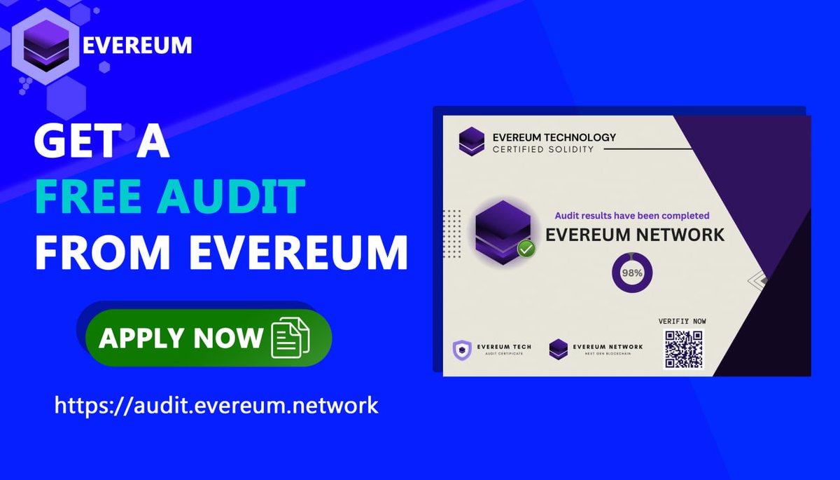 EvereumNetwork's tweet photo. Get free Smart Contract Audit with Full audit results from Evereum Network
 
We will provide a certificate and audit result with an audit report against you and we will publish on our official website and all our social media

Submit now : https://t.co/hn8EJnGv8M

#BNB #Evereum https://t.co/IRdyv4z7Jn