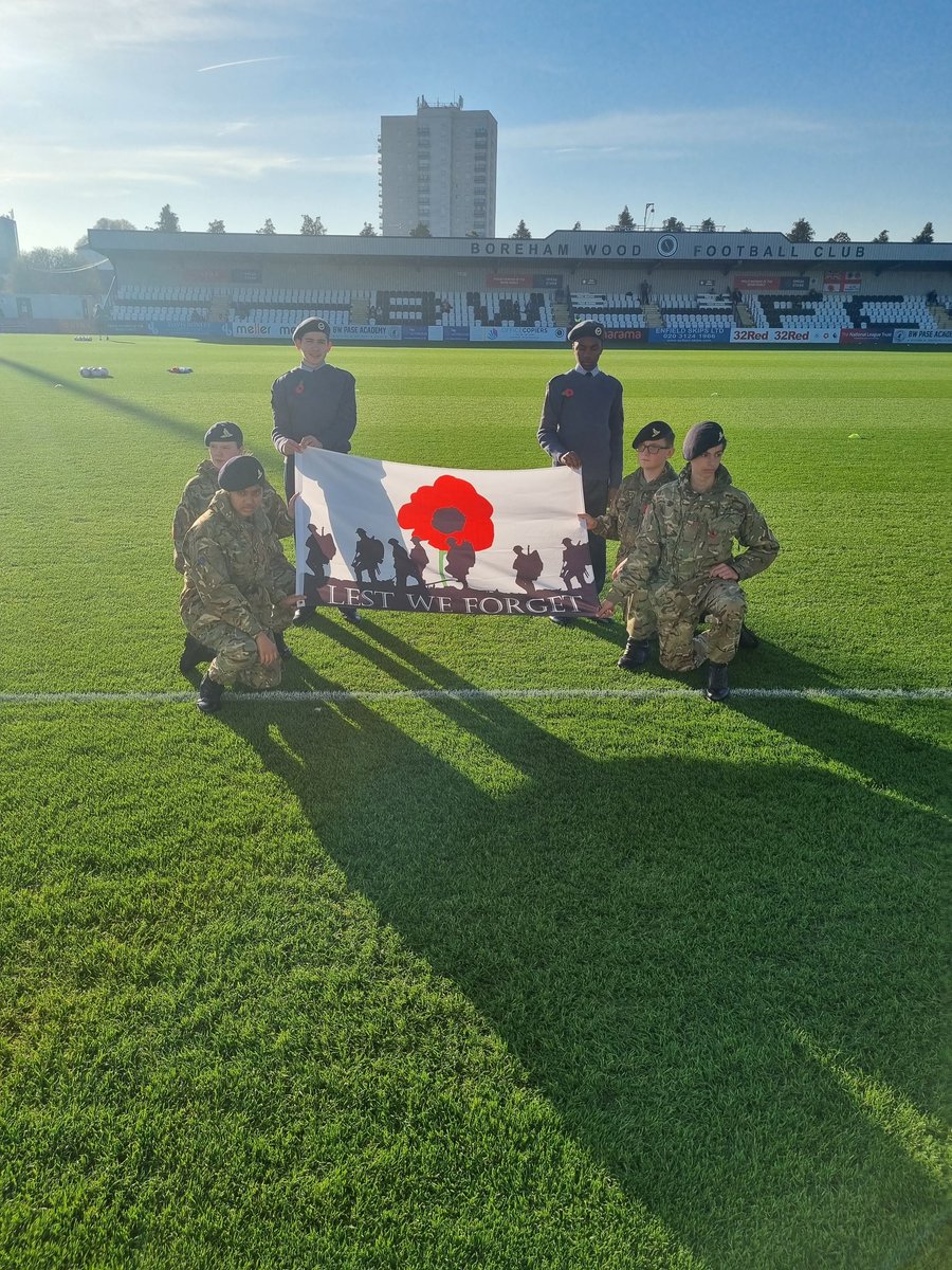 Cadets from 1372aircadets and Borehamwood Detachment Army Cadets attended Borehamwood vs Woking.

The Cadets took part in the Remembrance service held on the pitch with both teams and the officials.

@OCHertsBucks <a href="/aircadets/">RAF Air Cadets</a> @hbwaircadets