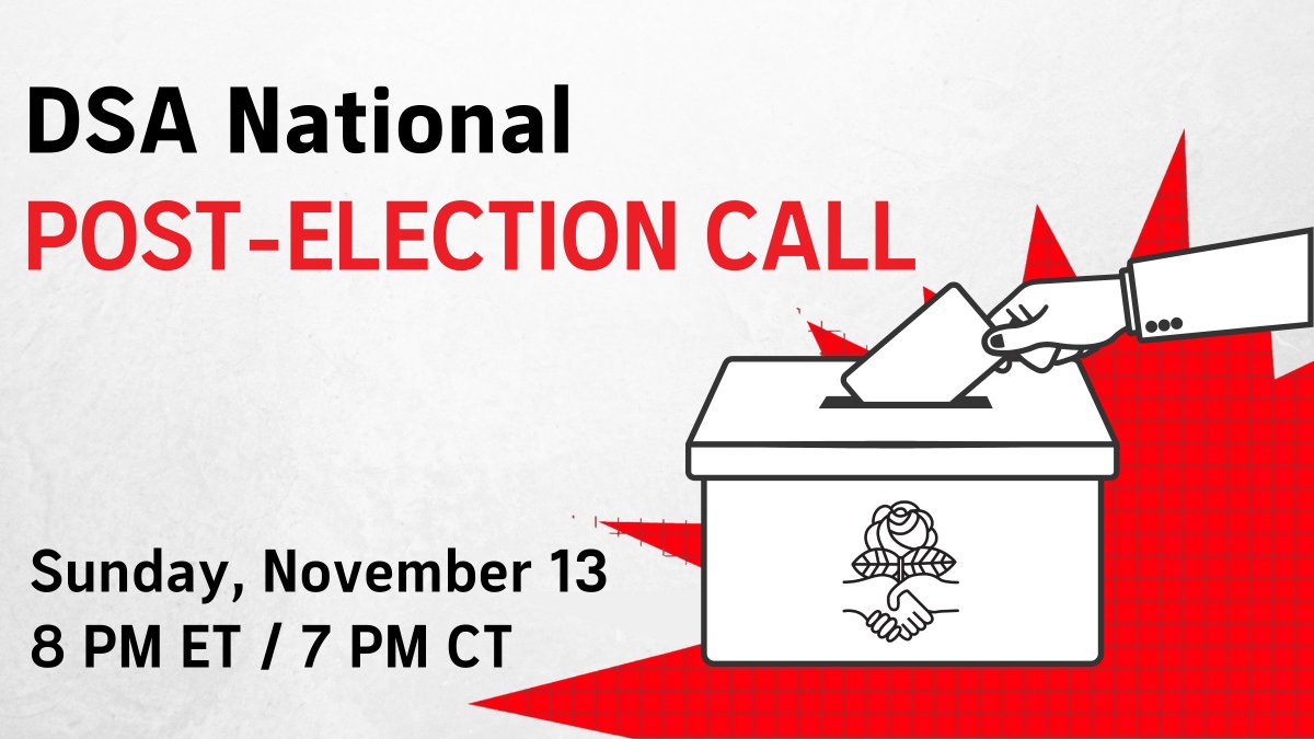 DemSocialists's tweet photo. DSA won big on Election Day, expanding our legislative caucuses into red and purple areas and leading the field efforts to stop abortion bans in red states. Join us tonight at 8pm ET to hear from organizers about how we can win in any environment! RSVP: https://t.co/kSeQUeU4kf https://t.co/8sSrwuhJG7