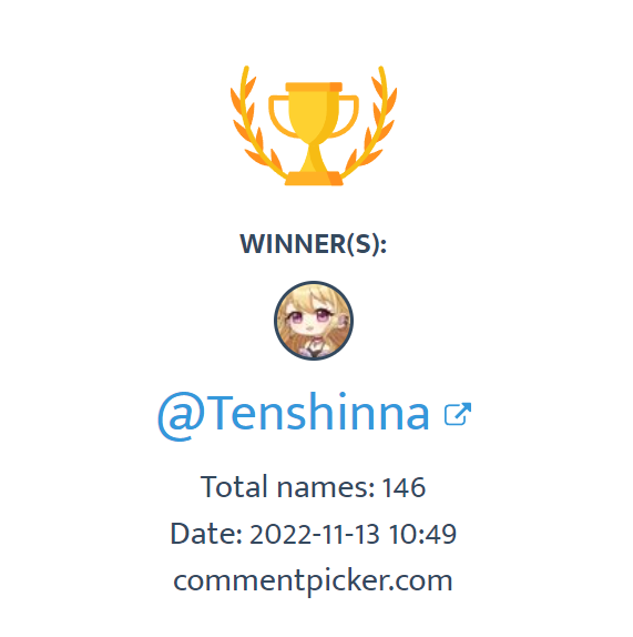 starfallwish's tweet photo. congrats @Tenshinna! 🎉
please contact me with your character ref within 24h or I will pick a new winner~
and thank you to everyone that participated!!💖 https://t.co/DQ5dKABOtm