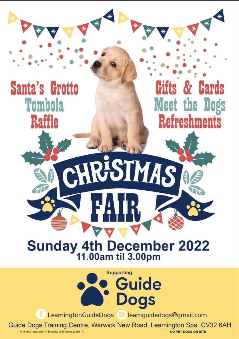 Our #Christmas Fair is back! Sunday 4 December, 11-3 at the Guide Dogs Training Centre in #Leamington Raffle and tombola prizes gratefully received.