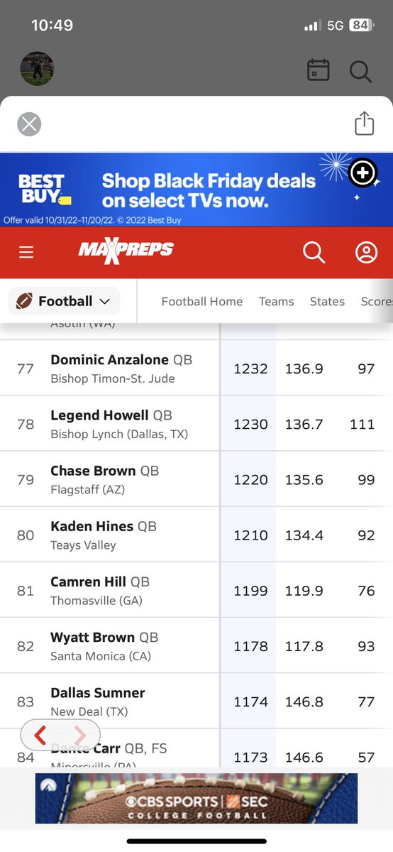 Cjbrown1212's tweet photo. Freshman season ✅ #79 in the nation out of all freshman qbs in the nation. #18 in all of 4a. #5 in Arizona out of all freshman. @Flagcoco @enewmanwrites @QBUniverseQBU @quarterbackmag @QBHitList @Coach_Hoff_NAU @CoachChrisBall @KAFFSports https://t.co/BYQQsaeK8H