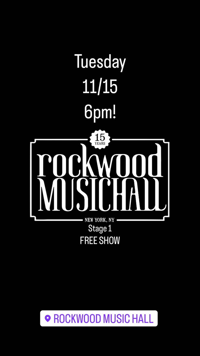FREE show This Tuesday at Rockwood Music Hall (LES) 6pm. Hope to see you there!