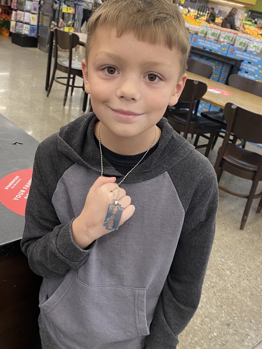 This one attended his first <a href="/FFDP/">Five Finger Death Punch</a> concert last night and came home with Ivan necklace. He was pretty stoked.