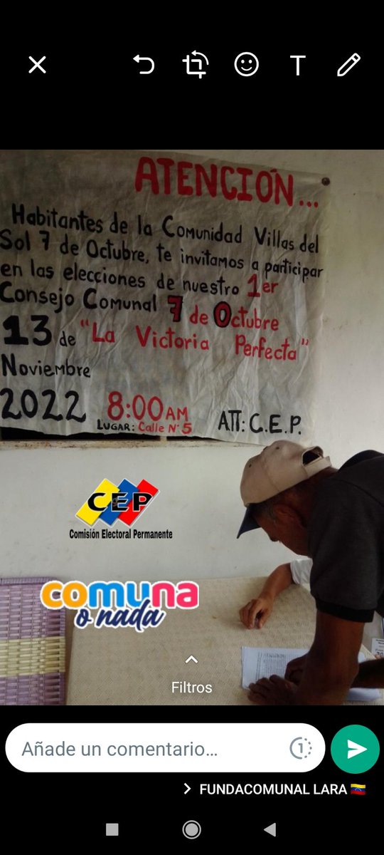 Mpcomunas_Lara's tweet photo. #13Nov

Desde el 
Municipio #Palavecino
Parroquia #AguaViva

Se realizan con éxito elecciones en el Consejo Comunal #7DeOctubreLaVictoriaPerfecta acompañados de @FunComunaLara22 desde #Lara avanzamos en la organización del pueblo orientado por @jaarreaza

#LeerEsVida
#ComunaONada https://t.co/UWf0MhHWGL