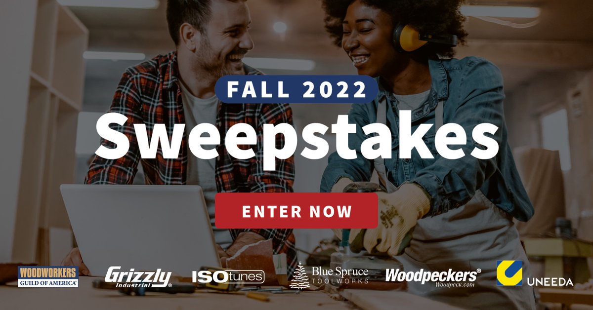 Don’t miss your chance! The Fall Ultimate Sweepstakes with <a href="/WWGOA/">WWGOA</a> is ending soon. Enter today to win amazing prizes from <a href="/Grizzly/">Grizzly Industrial</a> ISOtunes, Woodpeckers, Uneeda, and Blue Spruce Toolworks! Sweepstakes ends 11/15/22. #sponsored #sweeps ow.ly/aqAm50LlXHU