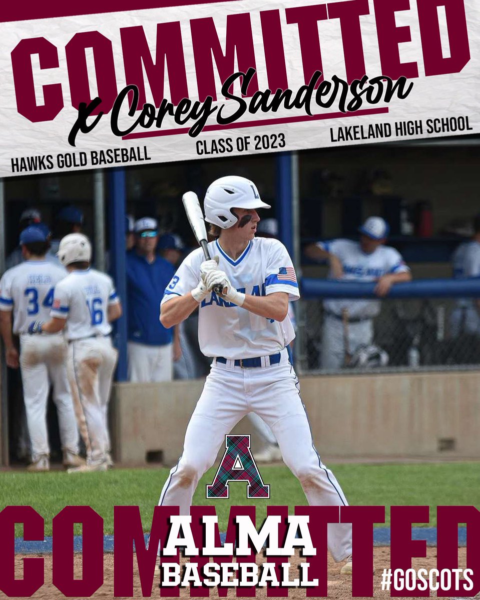 Corey Sanderson (@coreysanderson5) on Twitter photo I am truly blessed and excited to announce that I will be continuing my academic and athletic career at Alma College.
I would like to thank my family, coaches, and teammates, as well as everyone at Alma for this amazing opportunity. Go Scots!
<a href="/CoachFarquhar/">Brad Farquhar</a> <a href="/AlmaScotsBSB/">Alma College Baseball</a> I am truly blessed and excited to announce that I will be continuing my academic and athletic career at Alma College.
I would like to thank my family, coaches, and teammates, as well as everyone at Alma for this amazing opportunity. Go Scots!
<a href="/CoachFarquhar/">Brad Farquhar</a> <a href="/AlmaScotsBSB/">Alma College Baseball</a>