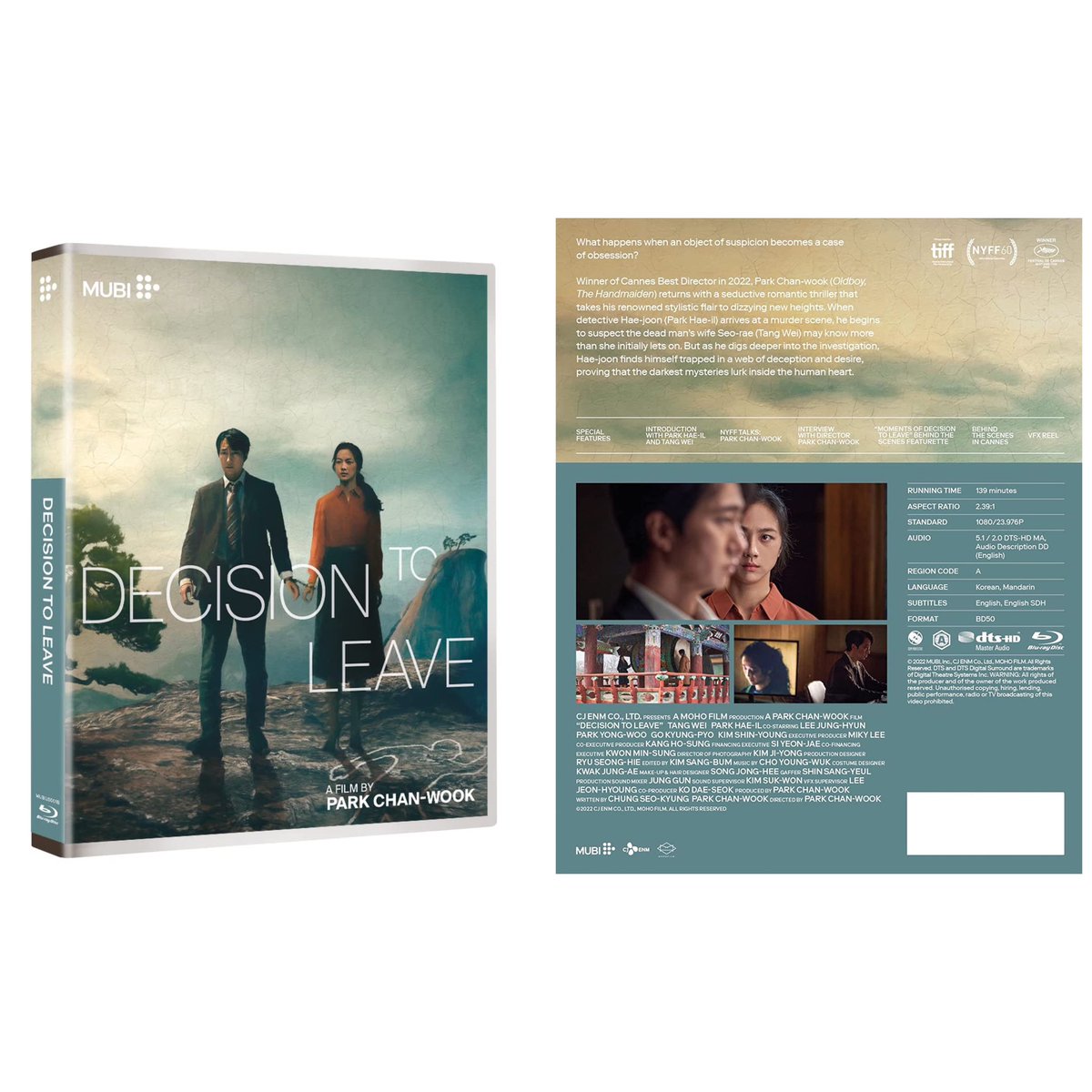 🇺🇸 ***NEW TITLE ANNOUNCEMENT*** 🇺🇸 Coming to #Bluray via @mubi on December 13, 2022 Written & Directed by #ParkChanWook Decision to leave (2022) #FilmTwitter #Cinema #Korea
