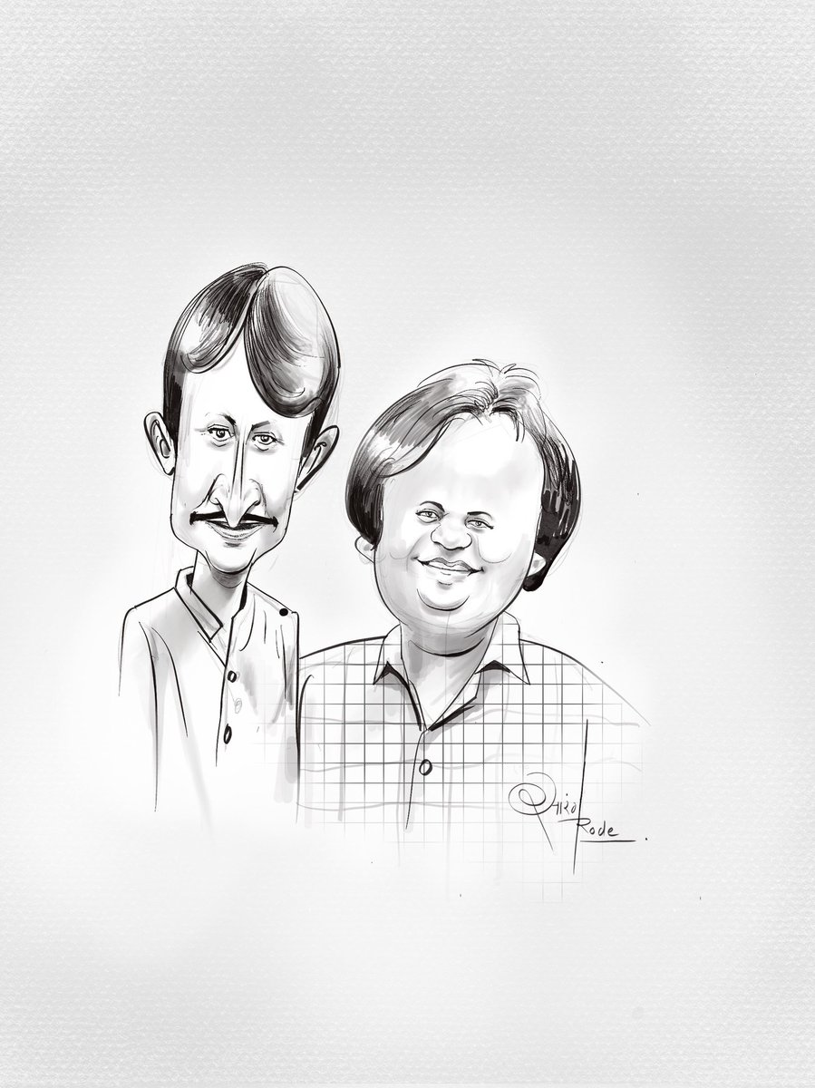 sarangrode's tweet photo. While exploring @Procreate is fun and As I always love to draw caricature so this time found the leagends together on Instagram so tried here 
#iPadPro #Procreate 
@rajeshtailang @AalokShri
Drawing YouTube link👉 https://t.co/ecyRSOeeSA https://t.co/5pmoqkj5mX