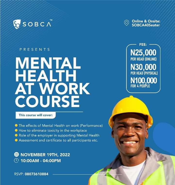 If you can come to MENTAL HEALTH IN THE WORKPLACE class holding NEXT SATURDAY, we will dissect PAIN and help you HEAL.

Are you coming?

Ask for a slot now. 
Call 07035953367.
@deehirse @sobafemi @OnwocheiStella 

#MentalHealthAwareness 
#workplacestress