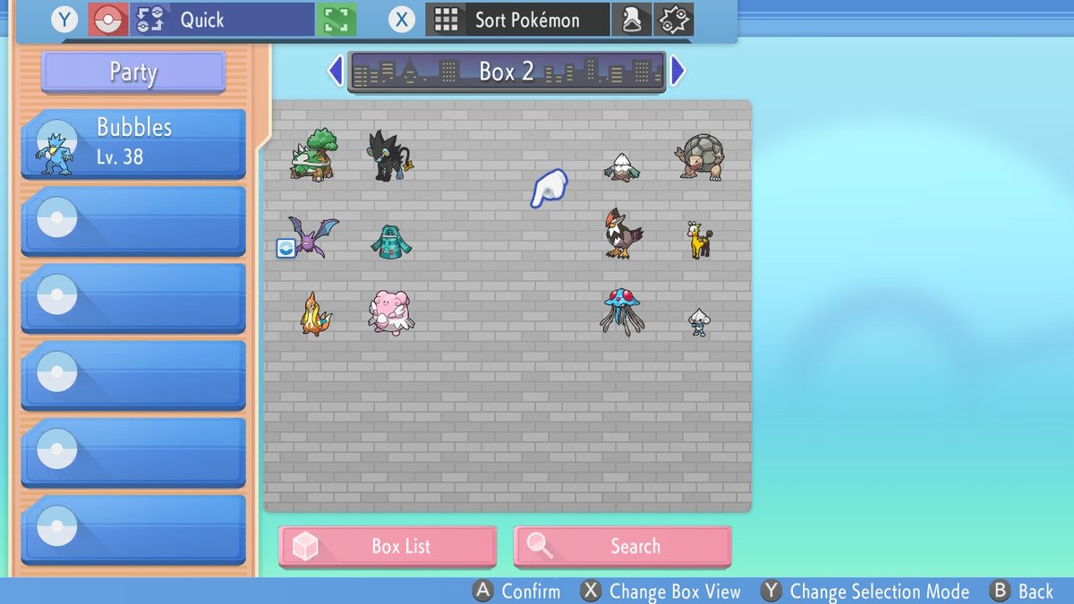 GameBoysCoop's tweet photo. I am nearing the end of my Nuzlocke in #Pokemon BD and my fear of Cynthia is growing with each route. The current plan is to super boost Blissey while Spiritomb is out but that all falls apart if she swaps it out. I'm big scared of her land shark! https://t.co/YBcUi4gMmL