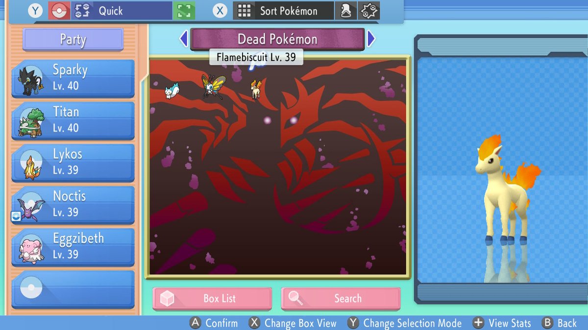 GameBoysCoop's tweet photo. I am nearing the end of my Nuzlocke in #Pokemon BD and my fear of Cynthia is growing with each route. The current plan is to super boost Blissey while Spiritomb is out but that all falls apart if she swaps it out. I'm big scared of her land shark! https://t.co/YBcUi4gMmL