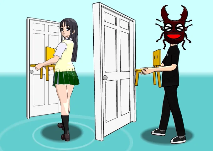 すずめの戸締まりっぽい絵を描こうとしてアバターにポーズ取らせてみた。素材がなくて素材作りからやったけど面倒だね。1度作るとずっと使えるからいいけどな 