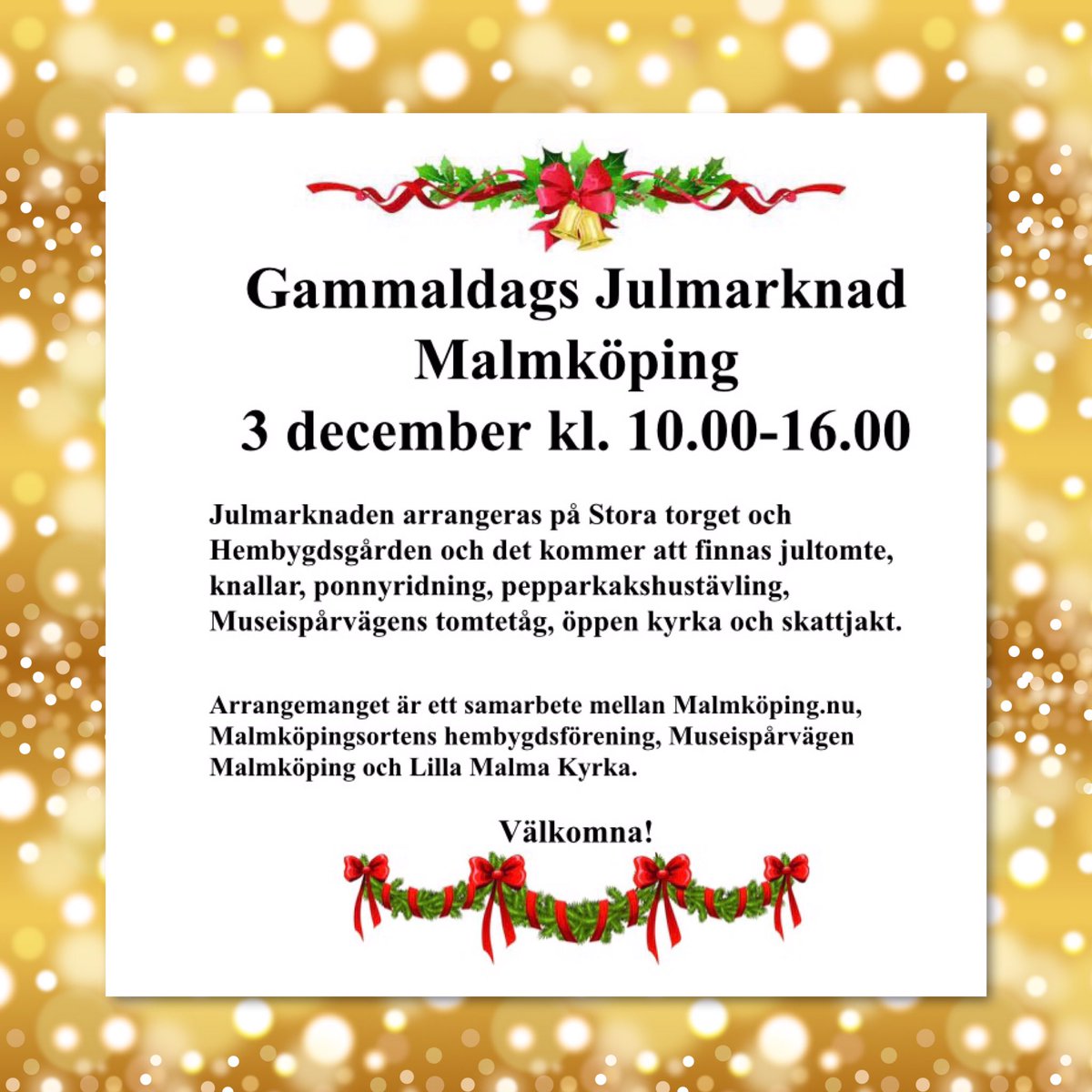 malmkoping's tweet photo. 🎄🎅🏼🎄Missa inte Gammaldags julmarknad i Malmköping den 3 december! 🎄🎅🏼🎄
#julmarknader #sörmland #marknader https://t.co/wKrfHEFe3j