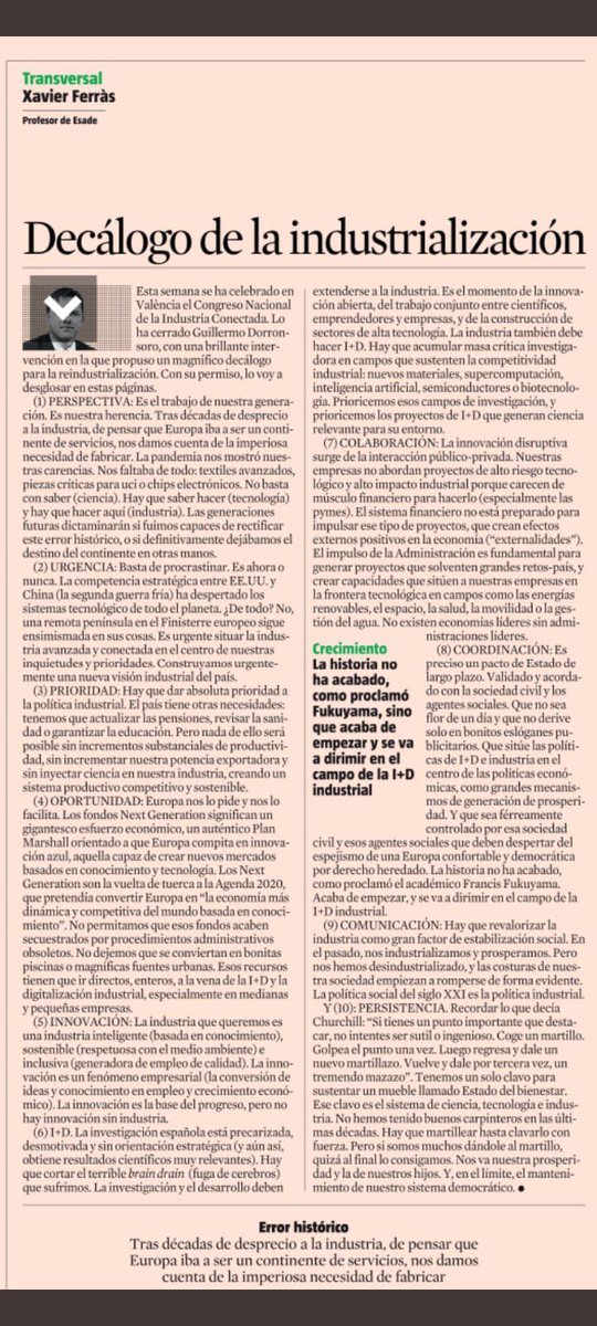sbonet's tweet photo. Decálogo de la industrialización | @GuillerDorron @XavierFerras @IConectada40
#CIC40 #CIC22 https://t.co/qyunQ2MMJ3