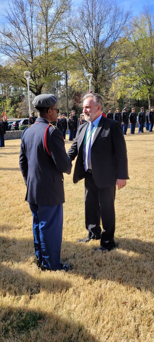We were one of nine  JROTC programs that supported the Fulton County School District Veterans Day Ceremony at the District HQ. We were looking sharp. #Thankyouveterans