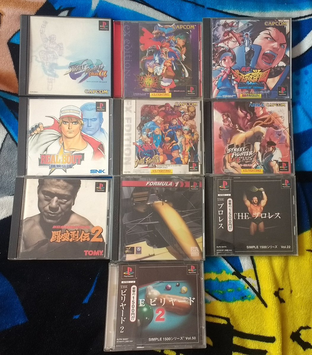 crossman311_077's tweet photo. My entire #PS1 Collection; from NTSC-U to NTSC-J &amp; PAL region games + 3 demo discs, &amp; my 10 favorites!  
#Playstation #PSOne #RETROGAMING #StreetFighterEXPlusAlpha #StreetFighterAlpha3 #DeadOrAlive #DarkStalkers #WWFSmackdown #RivalSchools #RealBoutGarouDensetsu  #PS1DemoDiscs https://t.co/owPpaQFycN