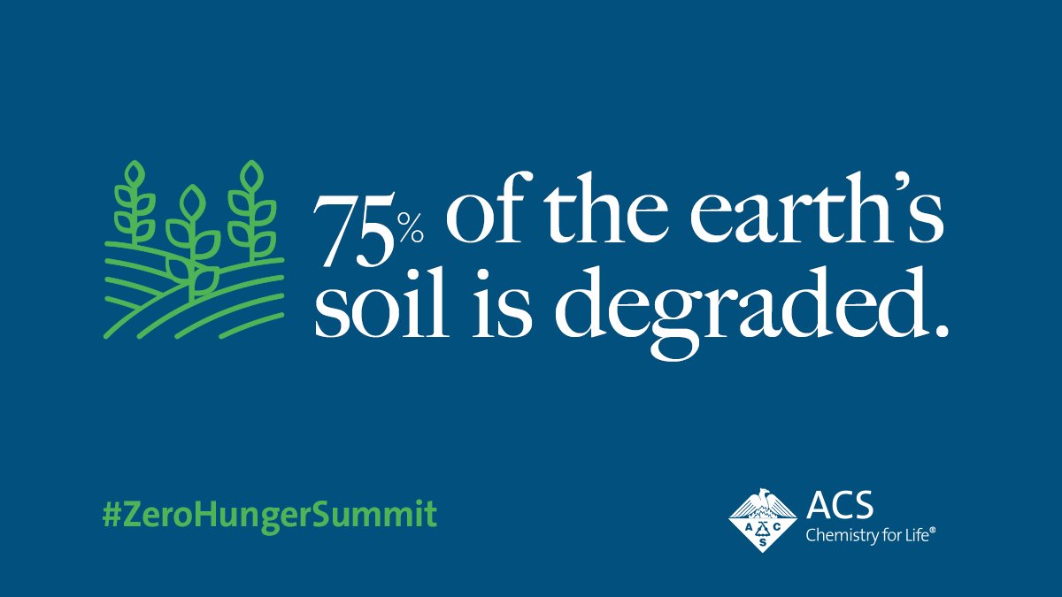 AmerChemSociety's tweet photo. Learn how soil degradation affects world #hunger & how #chemistry & engineering can help at the ACS #ZeroHungerSummit. Register now for this FREE Virtual Event at https://t.co/lnCnOD4u6G https://t.co/xpdUZTbkvj