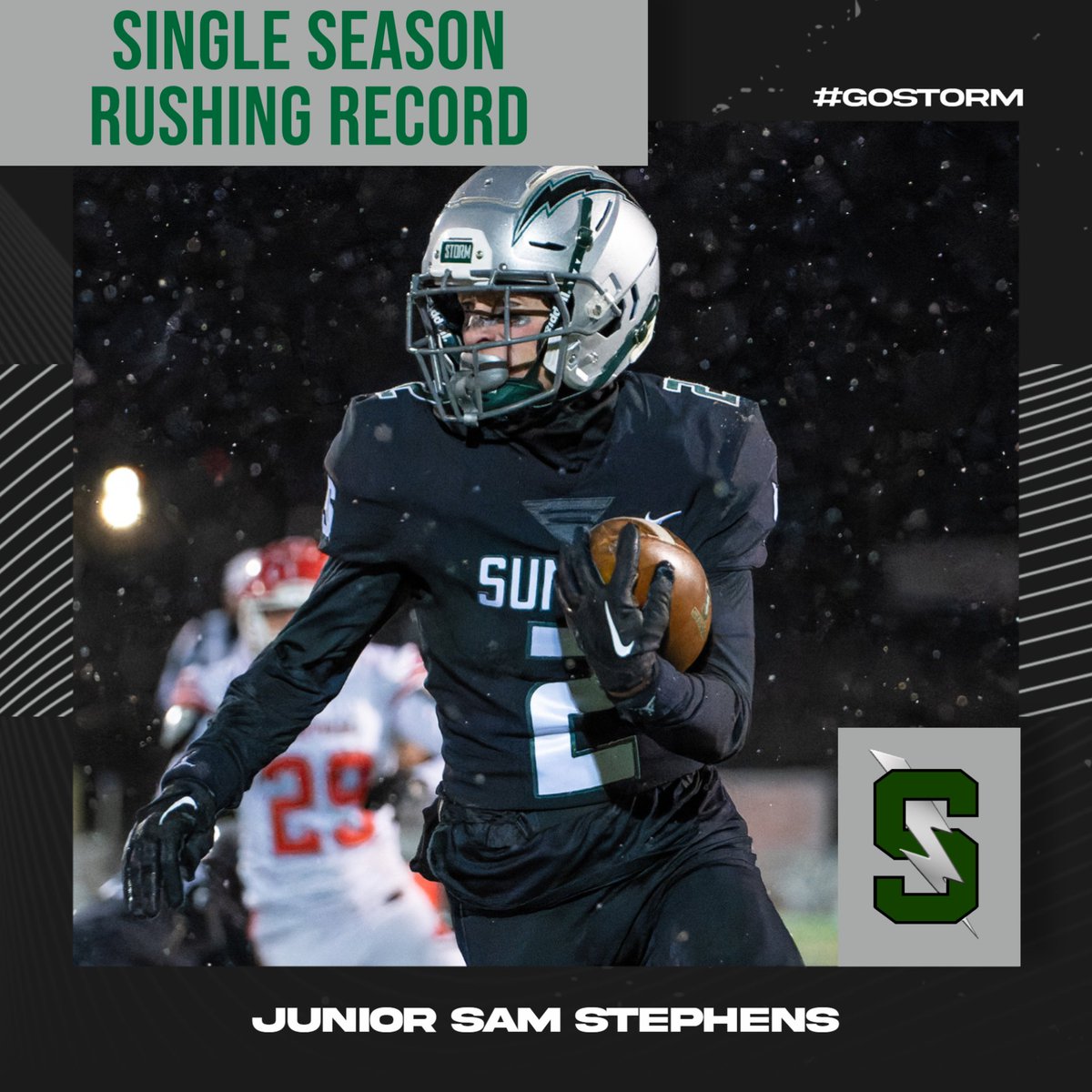 Junior Sam Stephens has set a new school record: most rushing yards in a season. 

He will get a chance to add to his record this Friday night in our 5A semi-final match-up vs. Thurston at Willamette University.