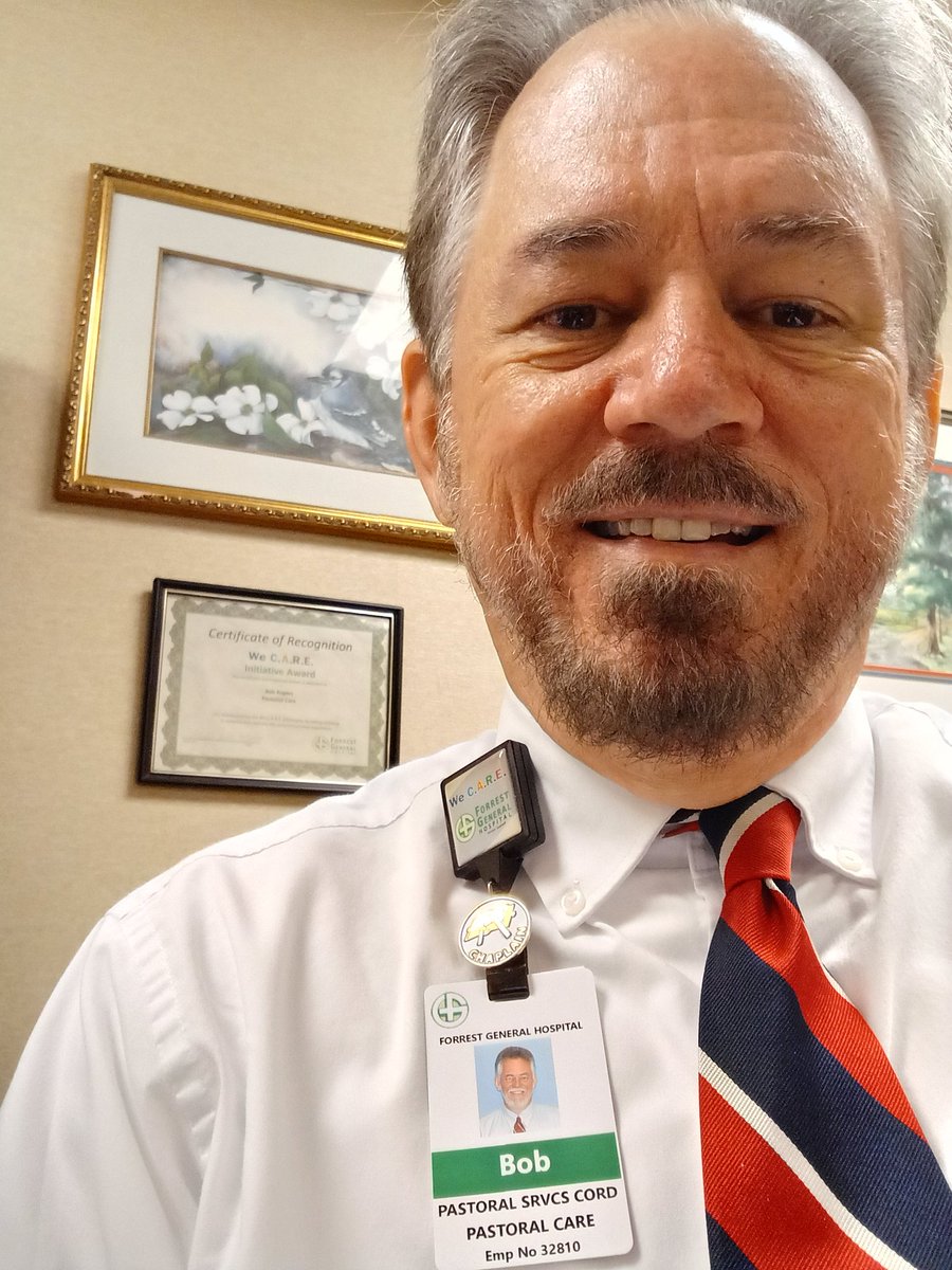 DrBobRogers's tweet photo. I received my new badge as I have been promoted to coordinator of pastoral care at Forrest General Hospital. #hospital #chaplain #hospitalchaplain https://t.co/TEB0KOP30k