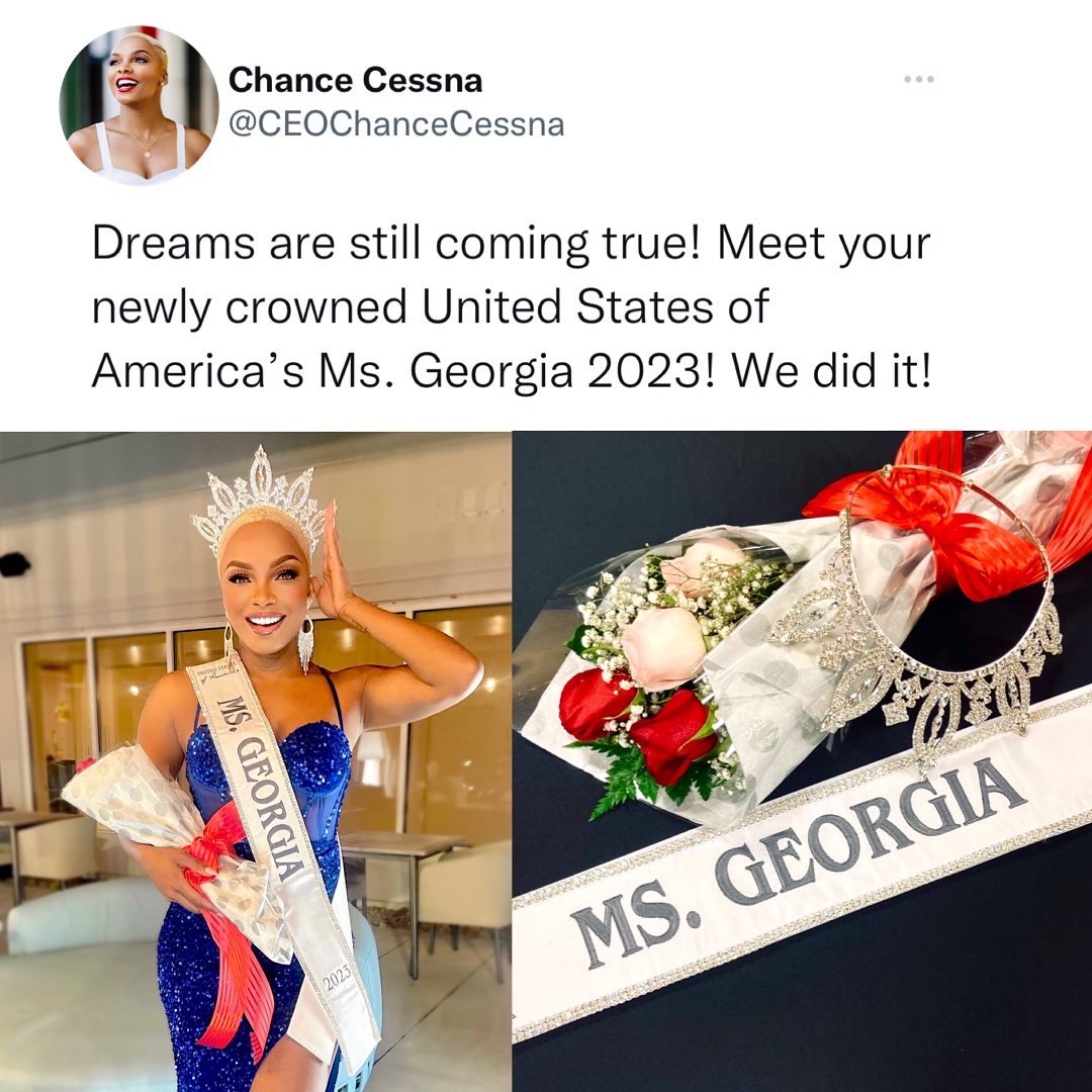 iamchancecessna's tweet photo. 😭 I won! Meet your newly crowned United States of America’s Ms.Georgia 2023! #MsGeorgia #ChanceCessna #OnlyBelieve✨ https://t.co/EKGjUjT2Yu