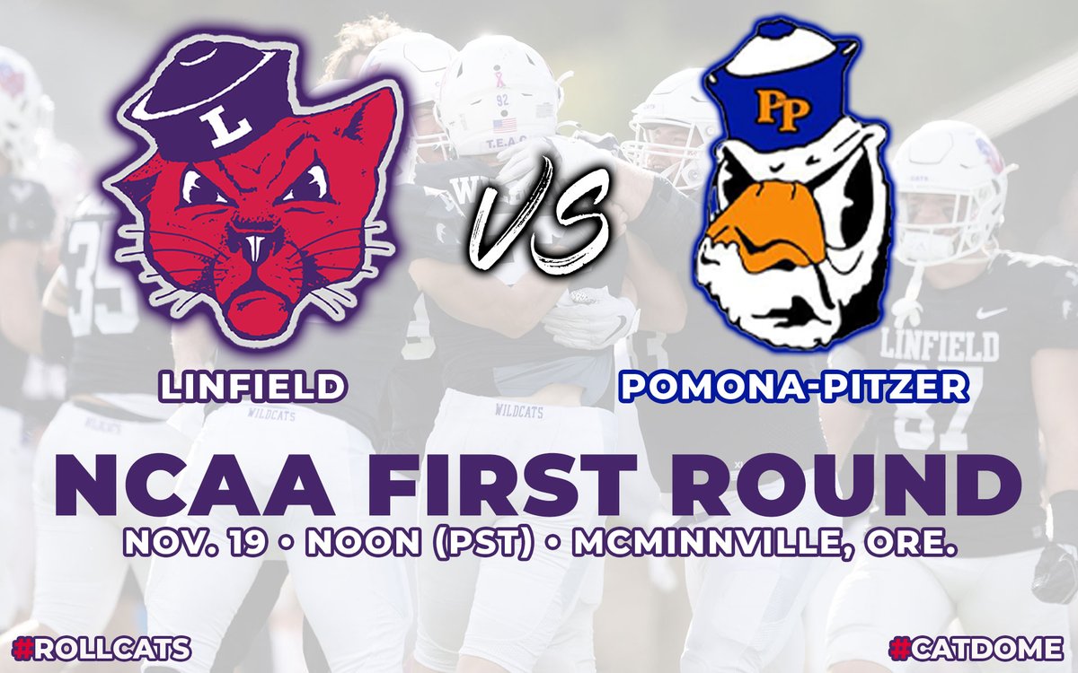 It's official!🏈🏆

Linfield (9-0, 7-0 NWC) will host SCIAC champ Pomona-Pitzer at the Catdome in the first round of the NCAA Division III playoffs.

Read more for details about coverage and tickets.

📰: bit.ly/3UScnOp

#RollCats | #Catdome | #d3fb