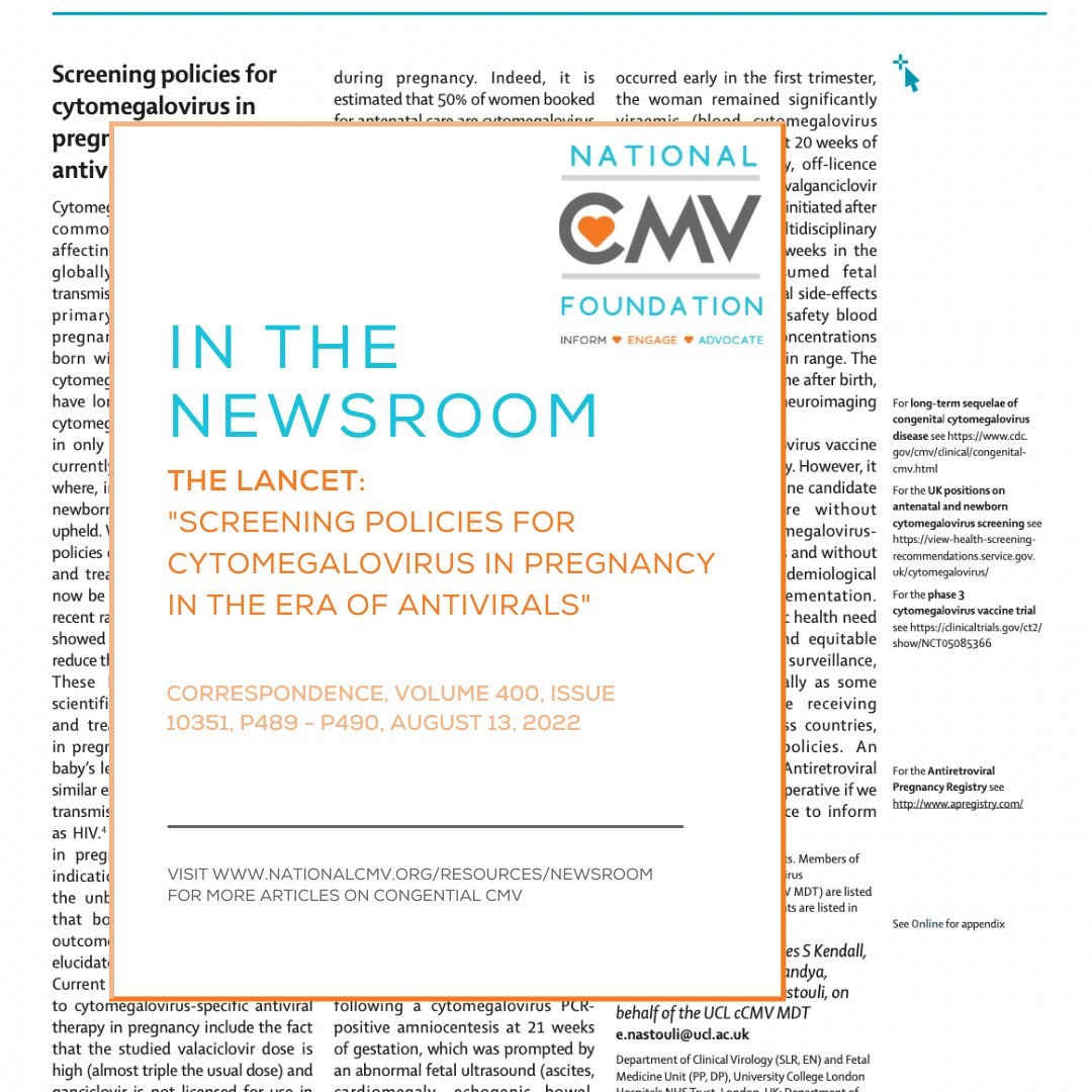 'We suggest that global and UK policies on [CMV] screening and treatment in pregnancy should now be reviewed in the context of a recent randomised clinical trial, which showed that antiviral medication can reduce the risk of vertical transmission.' ow.ly/5kRz50LnjNs