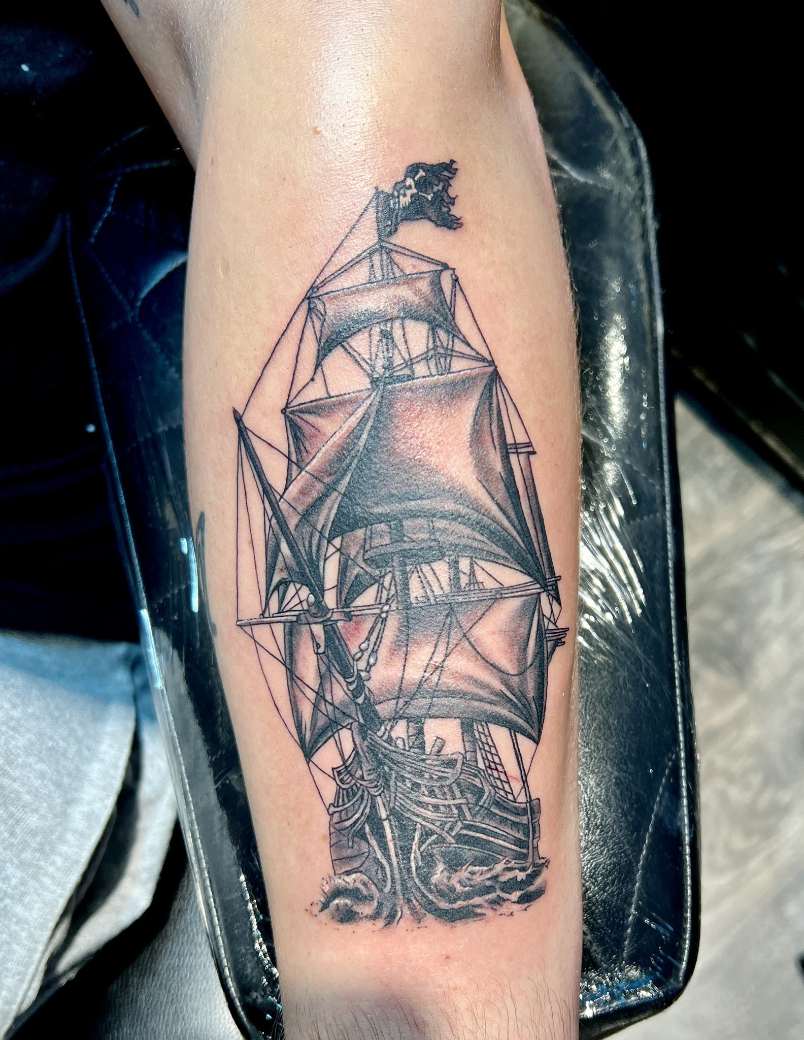 Traditional Pirate Ship Tattoo  Two Hearts Tattoo Studio  Facebook