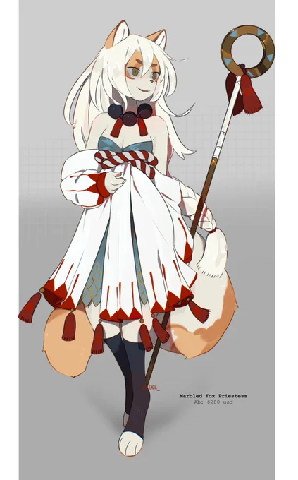 Marbled Fox Priestess Starting bid of $180 from Anon on Twitter. Link to FA Auction is in replies below!I am happy to accept bids via twitter, although bids straight to FA are prioritised!Thanks for looking! 