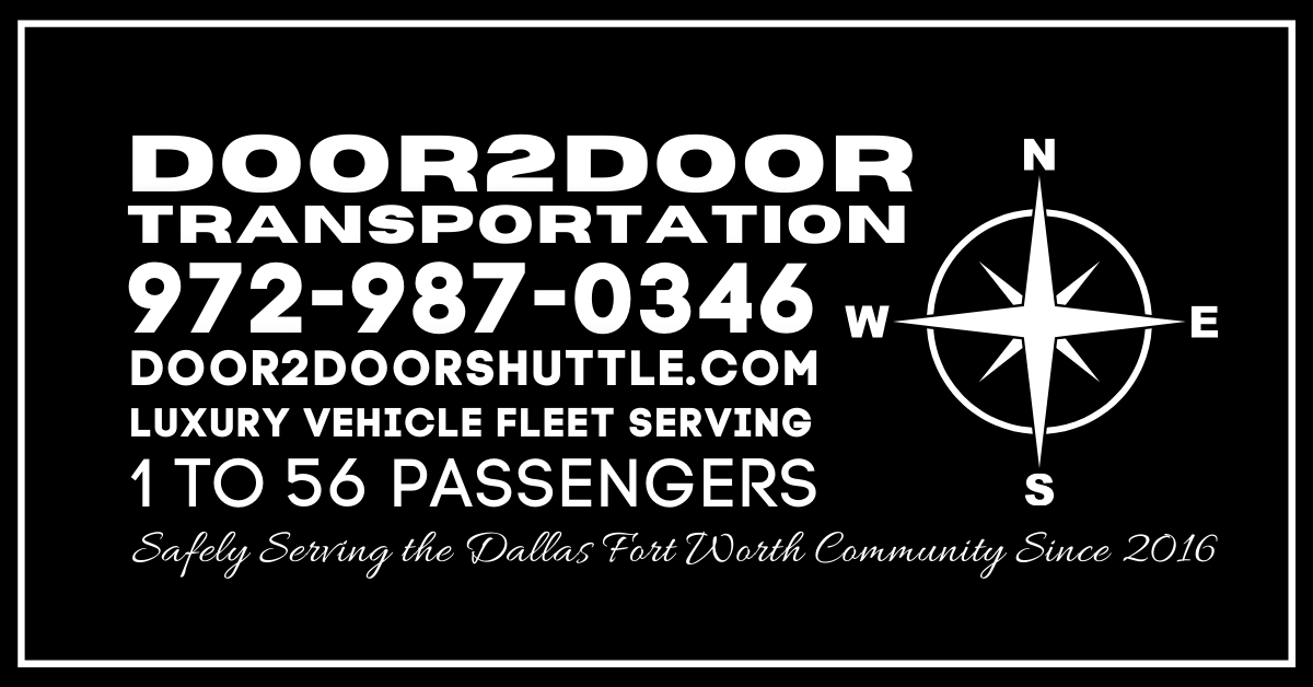 We have been safely serving Dallas Fort Worth Travelers since 2016. If you need transportation to and from someplace or if you need corporate travel. Call us today to make your reservations. 972-987-0346 #Door2Door #DFW #Dallas #FortWorth #DFWWeddingPlanners