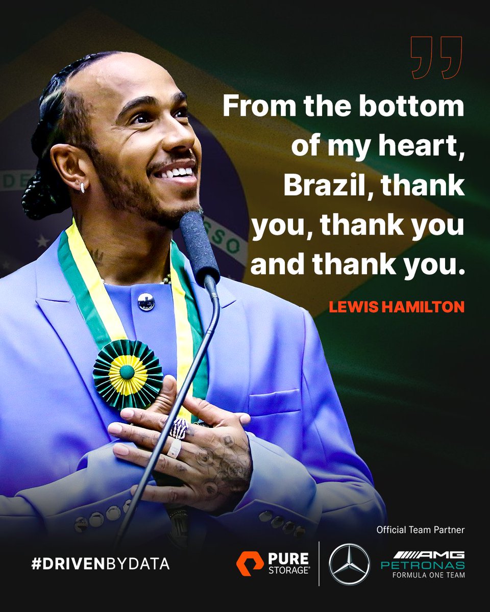 jebstuarthog's tweet photo. PureStorage: In life, winning can take many forms...P2 + honorary Brazil citizenship for Lewis. 🇧🇷 🧡
#f1 #formula1 #data #DataStorage #DrivenByData https://t.co/p233StpIjP