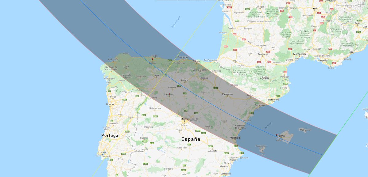 GatitoJoseos's tweet photo. Fun fact. El 12 de agosto de 2026 habrá un eclipse solar total y los de la franja gris vamos a ser los únicos que lo vamos a ver total https://t.co/XDcpvPzsMa