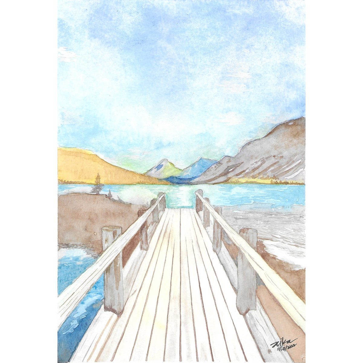 aikapascua's tweet photo. Landscape watercolor for today 😊 https://t.co/iIAlnPPvP4