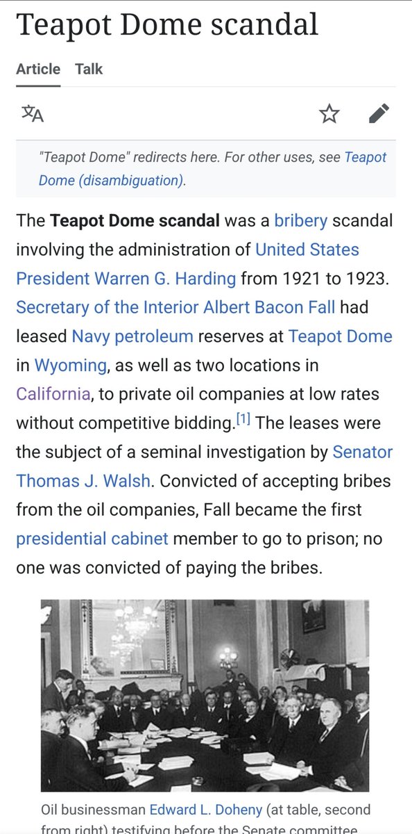 JohnGreen2011's tweet photo. @KellDA Has any former President ever been Federally indicted after leaving office? Nixon was pardoned by Ford. Harding was never held accountable for the Teapot Dome scandal. https://t.co/oaVvZseakx