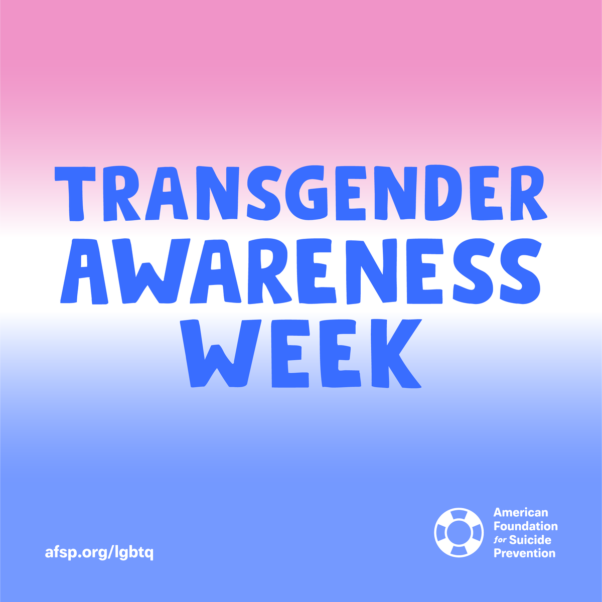 afspnational's tweet photo. Today kicks off #TransgenderAwarenessWeek! From November 13-19, we’ll amplify our mental health resources for transgender people. We’ll be sharing personal stories and ways for the LGBTQ community and allies to get involved. Learn more about our work: https://t.co/iVhiralRyC https://t.co/h361DXeHqT