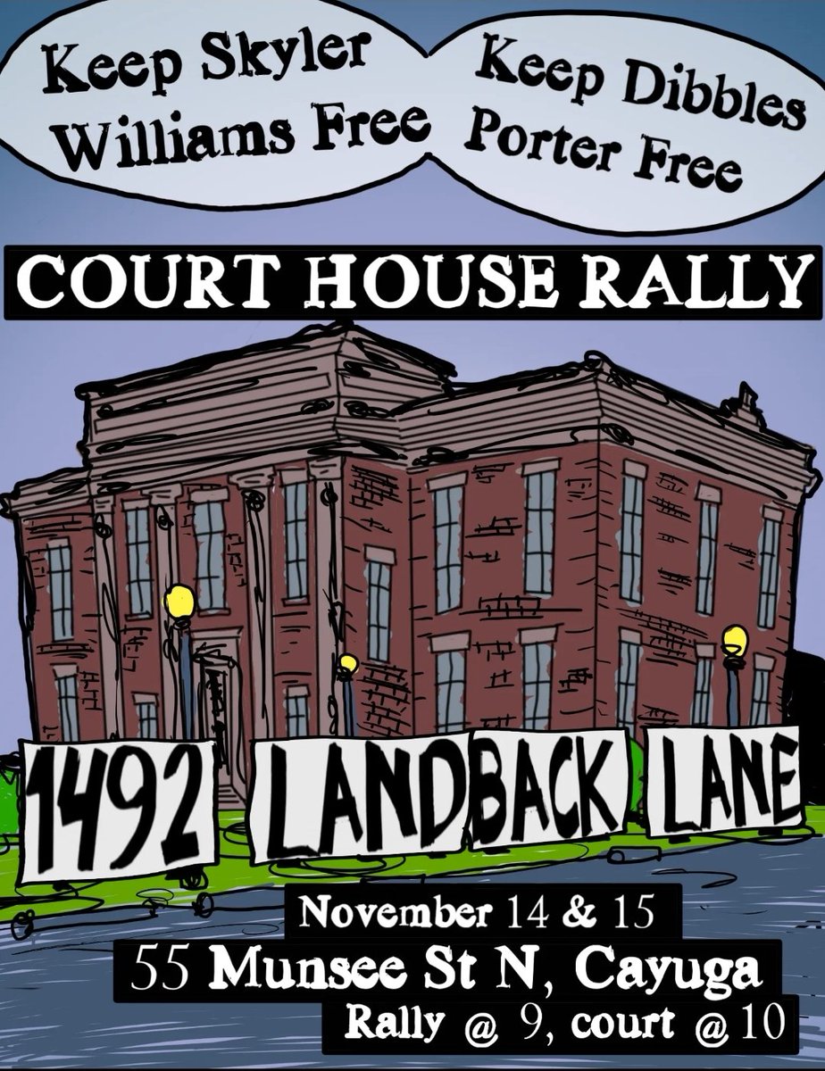 RALLY TO SUPPORT HAUDENOSAUNEE LAND DEFENDERS FACING CRIMINALIZATION AT CAYUGA COURT HOUSE TOMORROW! fb.me/e/35UpBK5vT